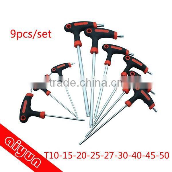 9pcs/set Long Arm Star Torx Allen Hex Key Wrench Spanner set hexagon wrench set T type