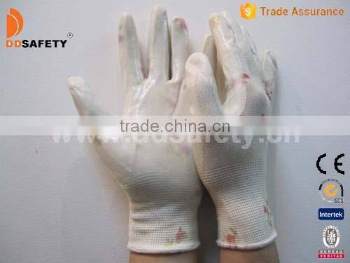 DDSAFETY Hot Sale Seamless Nylon Lycra Glove Coated Double Layer Nitrile