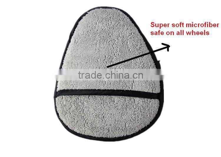 2015 newest double sides Microfiber wheel detailer towel with scrub netting