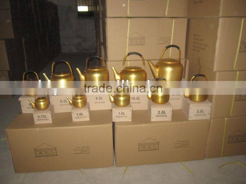 1.0L-10L hot Aluminum Yellow Kettle with inserted spout for sales