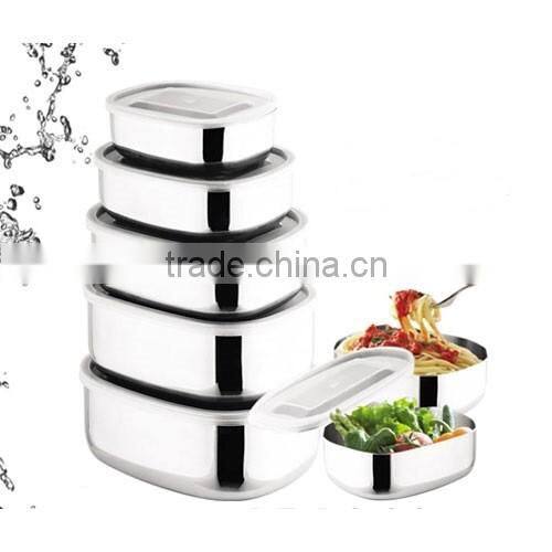 5 PCS Square Stainless Steel Fresh Box