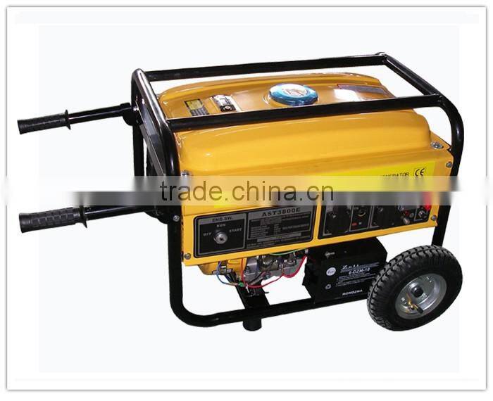 moveable with air wheels and handles electric start 100% copper wire AST3800 gasoline generator
