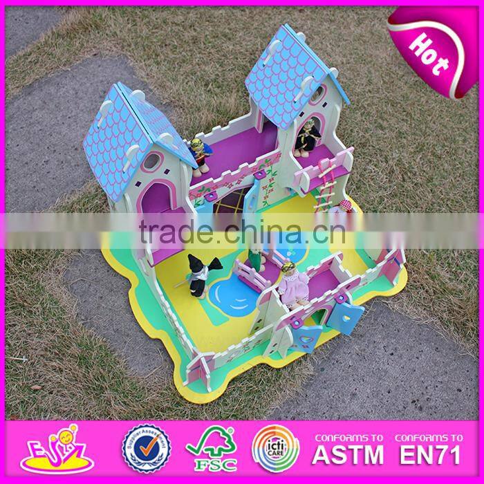 Top fashion kids pretend indoor wooden castle W06A001-S