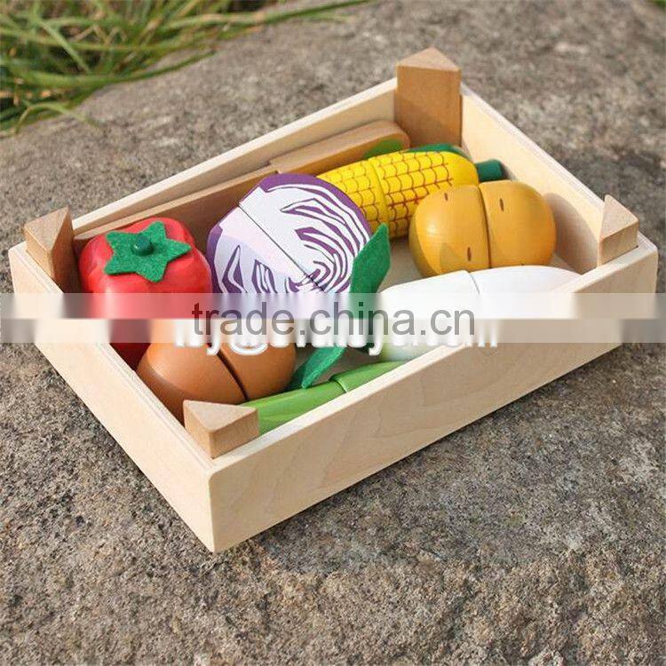 Pretend play kitchen toys wooden toy cutting fruit for kids W10B183