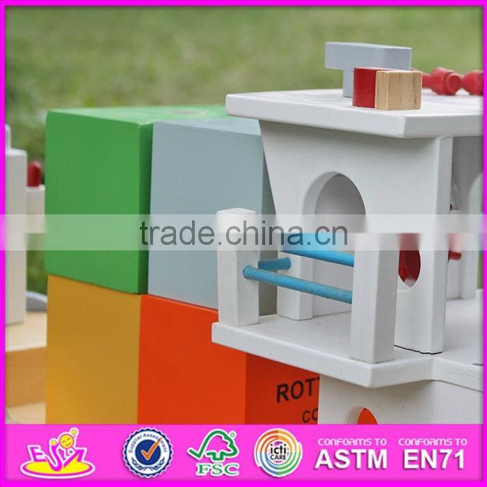 2016 new design funny children wooden toy container ship W04F006