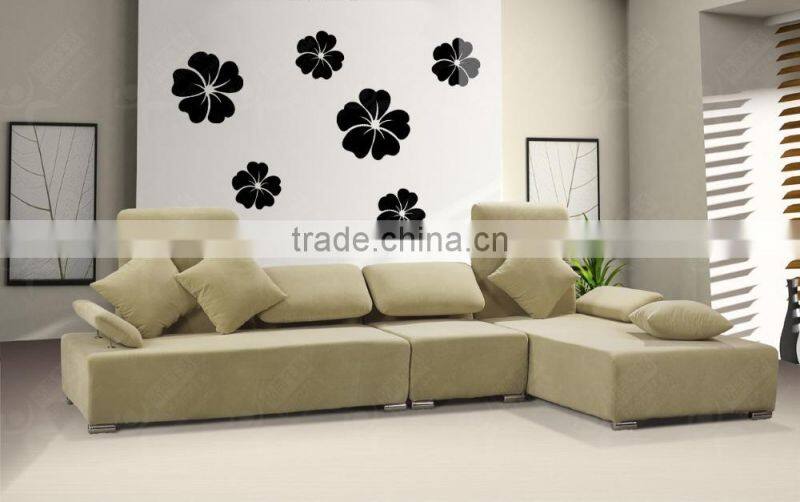 Latest decorative custom wall sticker , sitting room 3D flower mirror wall stickers