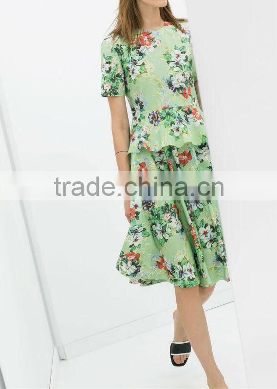 New round-neck joint wavy printing top