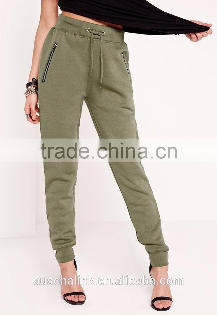 latest lady fashion khaki jogger pants 2016