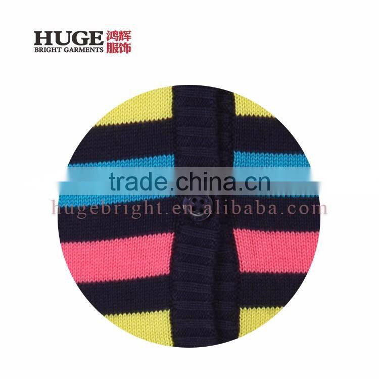 Multicoloured Kintted Style Striped Knitting Girls Sweaters