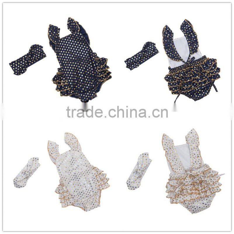 Gold polk dots Baby Romper Fancy Flower Kids Toddler Rompers Casual Baby Clothes Girls