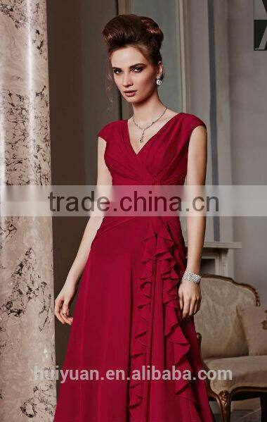 2015 Newest Style Luxurious V neck Red Bridal Dress