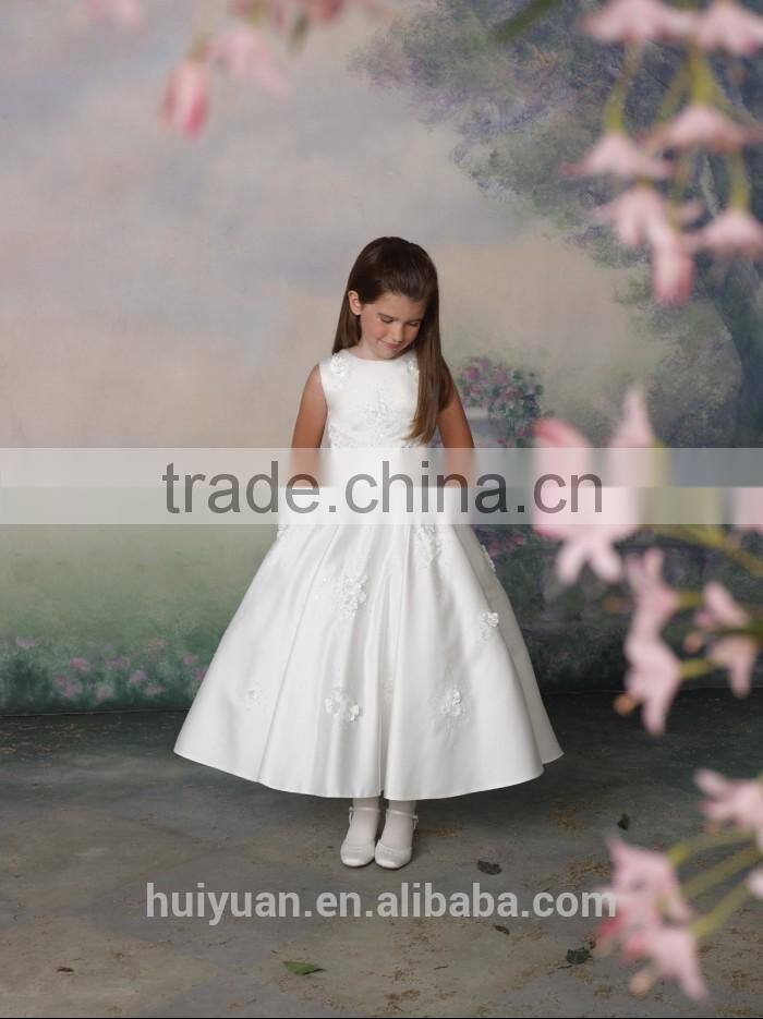 white baby gown flower high neck children party dresses