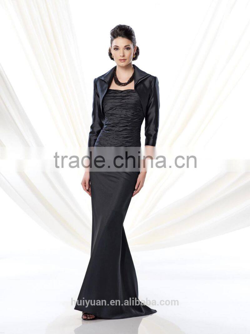 2 pieces formal long sleeve satin mother prom dress