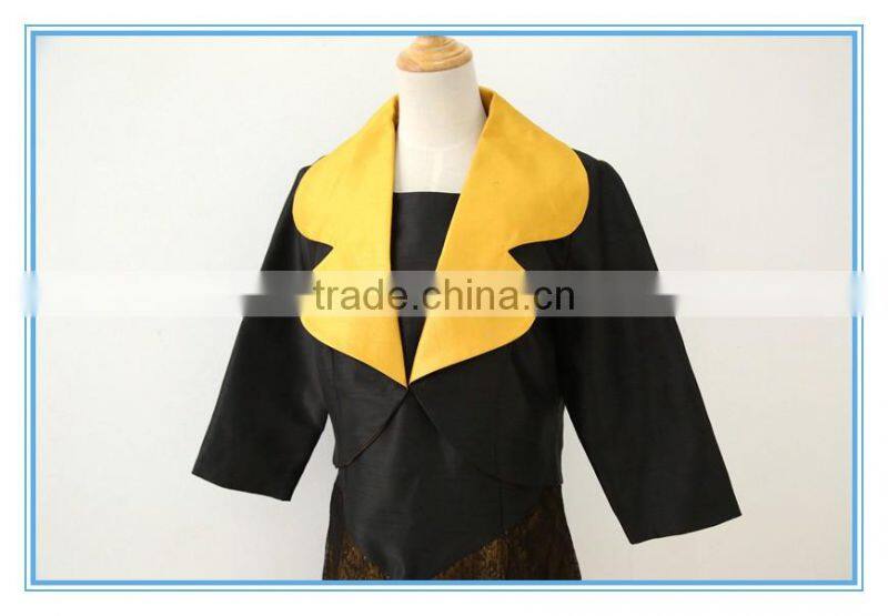 High Quality Lace Stitching Contrast Color Neck Collar Design Of Ladies Suits