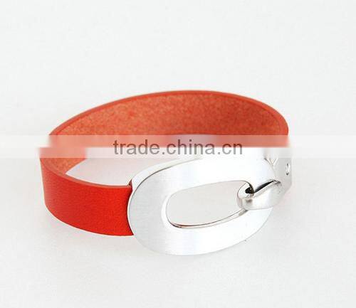 Big round circle charm brown genuine leather bracelets diy genuine leather bracelets for her gifts 2017