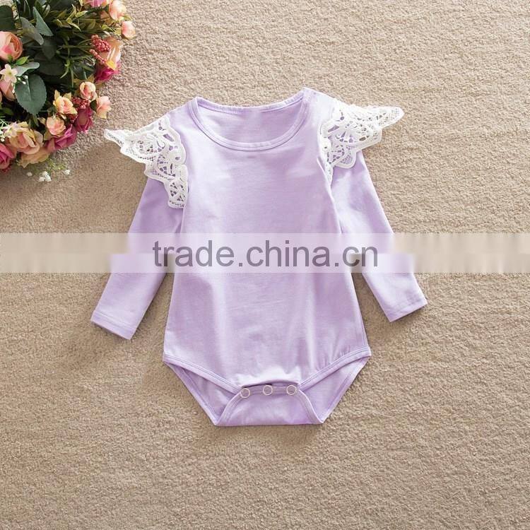 Fashion Soft Cotton Baby Clothes Toddler Stripe Design Bodysuit Baby Girls Ruffle Lace Long Sleeve Romper