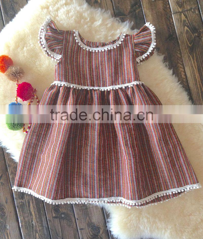 Girls Boho Tassles Cotton Dress Kids Back to School Dress