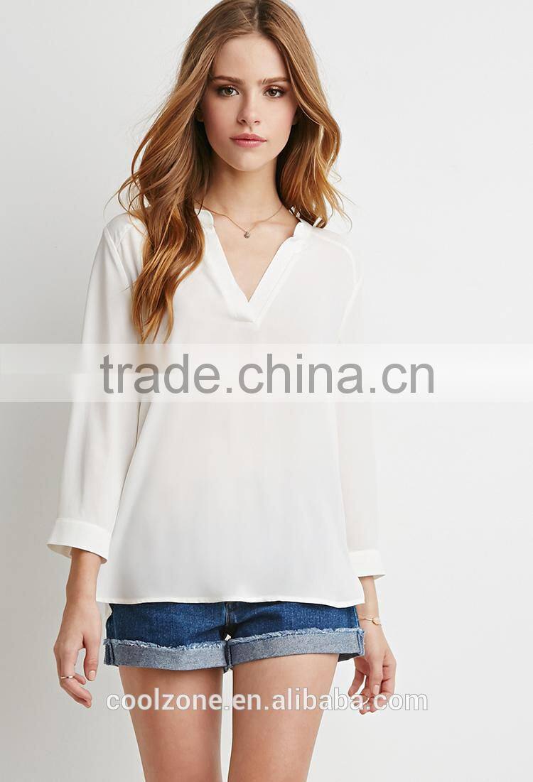 3/4 Sleeves unlined semi-sheer cotton sarees blouse designs for fashion woman blouses