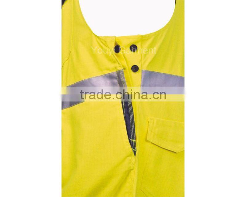 Yellow 300gsm Bib Overall with 3M reflective tape