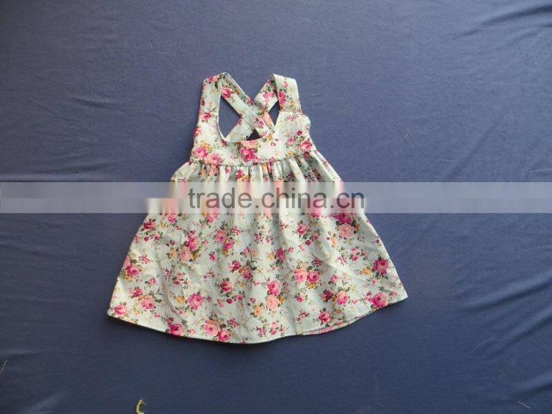 XF-169 Toddler Sleeveless cross strap dresses baby girls frock design summer floral remake clothing