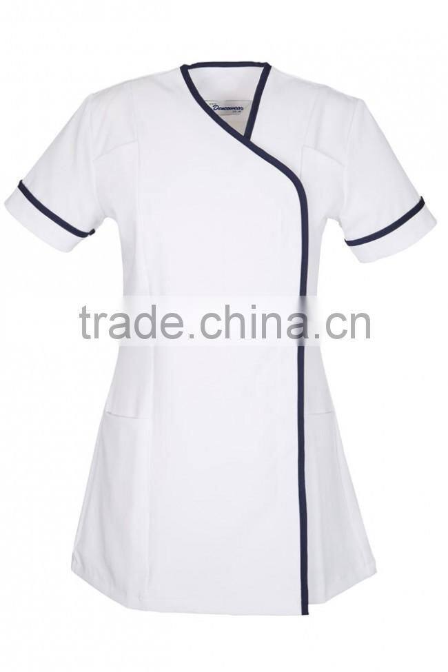 New style 2017 Comfortable cotton hospital Healthcare Female ladies tunic scrubs top fashionable Medical Nurse uniform designs