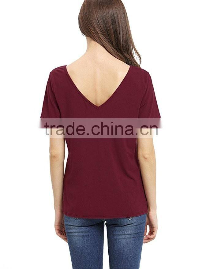 Women's Summer Tops Bandage V-Neck Casual Girls Tees T Shirt