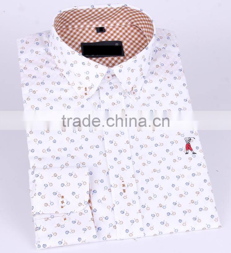 2017 Contrast collar and cuff slim fit mens shirt