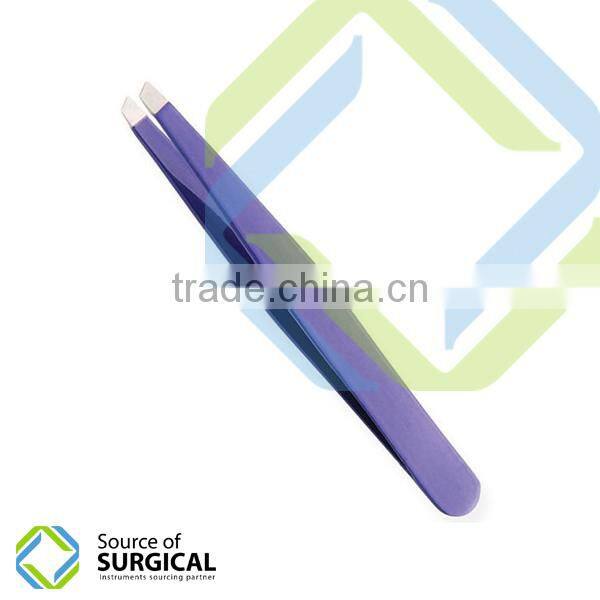 stainless steel eyebrow tweezers slanted eyebrow tweezers gold and color eyebrow tweezers B-EBT-50