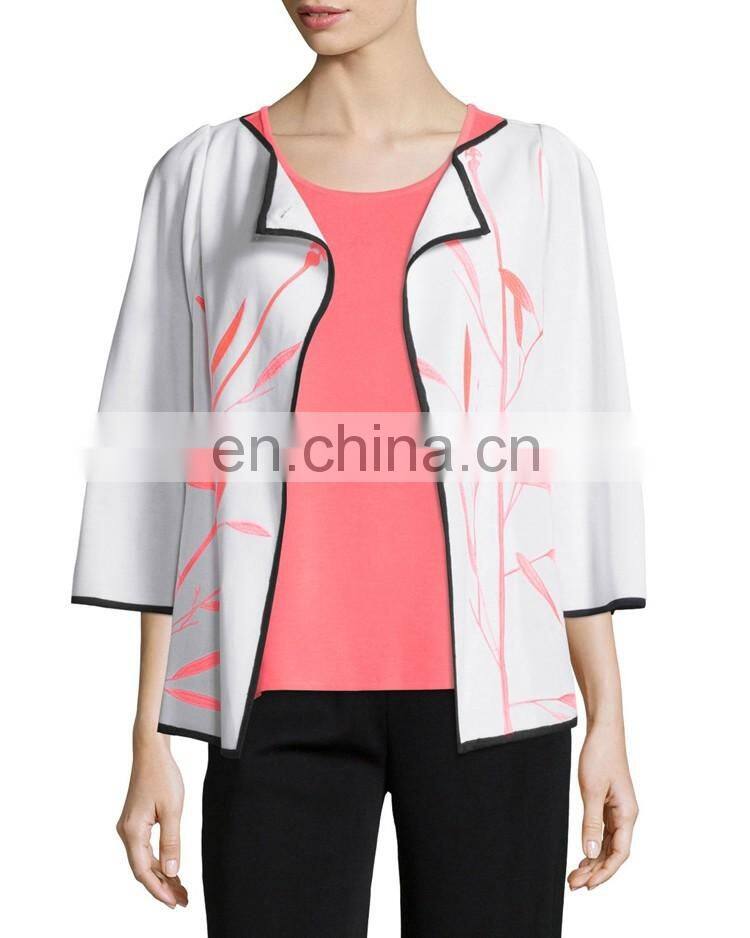 Bamboo-Print 3/4-Sleeve american Jacket jacket model for women