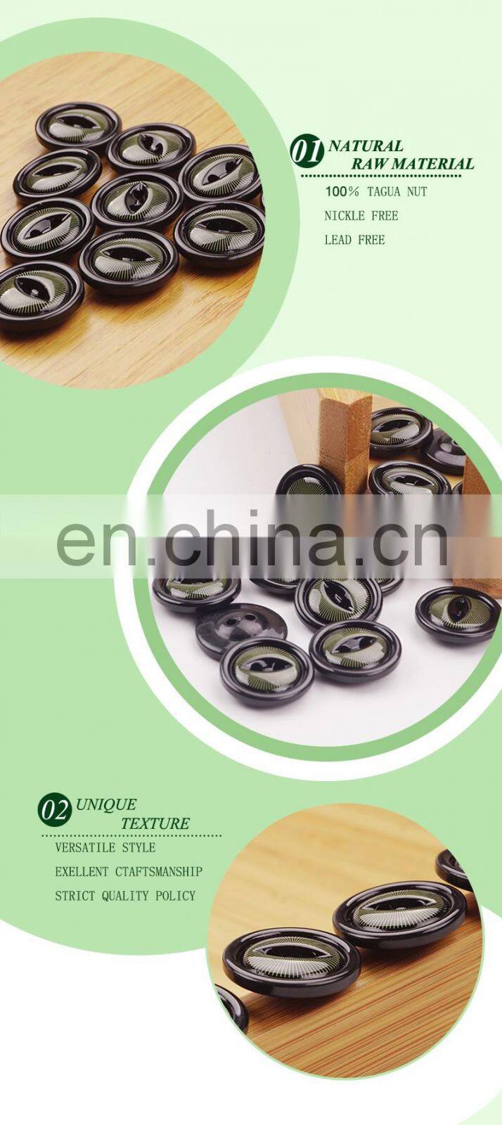 2 holes fish eye custom made natural tagua corozo lady suit buttons