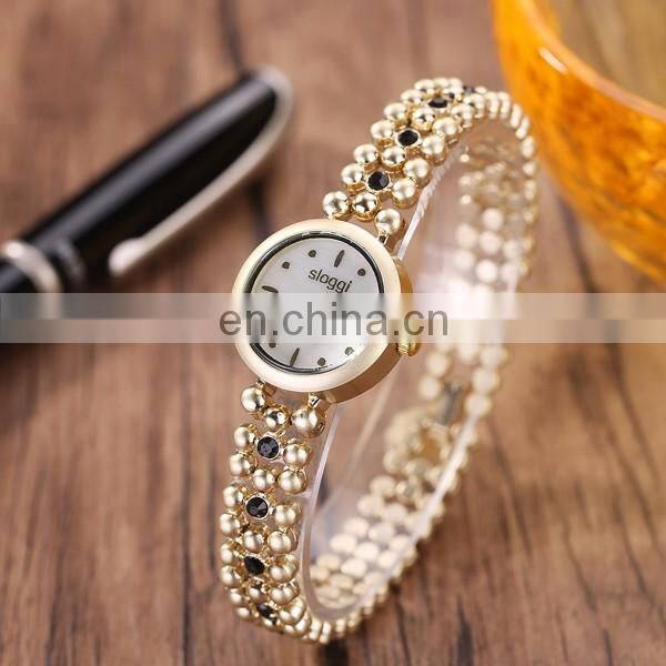 Newest style fancy gold watch wrist watch women