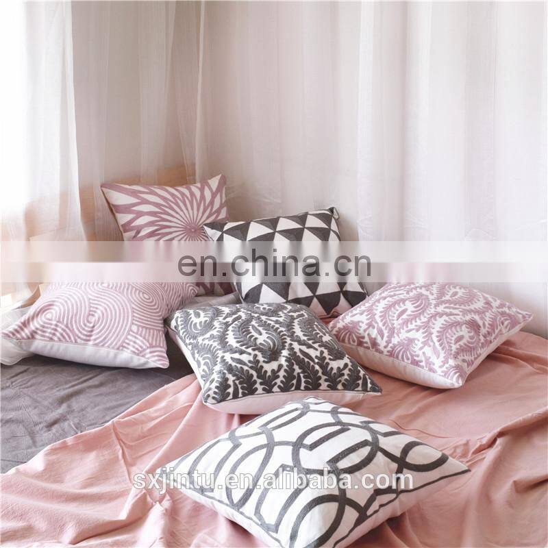 Wholesale DIY embroidery Cotton canvas pillowcase cushion cover for Living Room