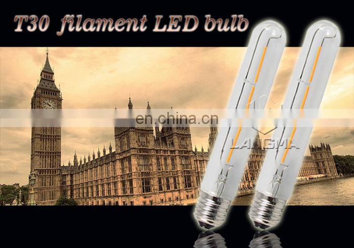 Langma High Power Warm White T-Shape Bulb Light Antique Vintage Edison led globe t30 filament Lamps clear/frosted/milky glass