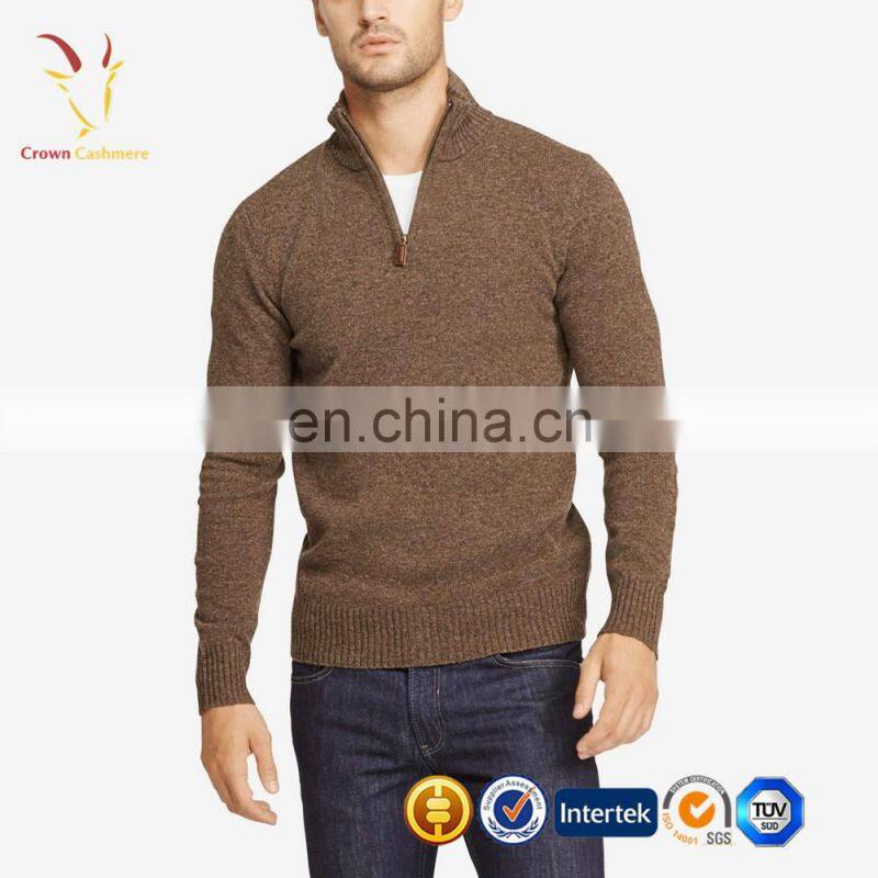 Men High Collar Half Zipper Cashmere Sweater Knitting Pattern