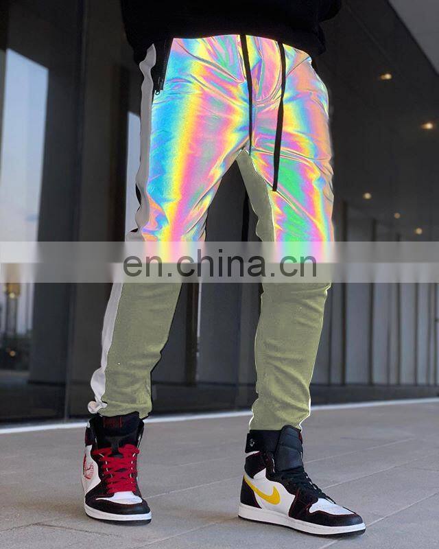 New colorful reflective trousers Europe and the United States casual plus size hip-hop trousers colorful reflective pants