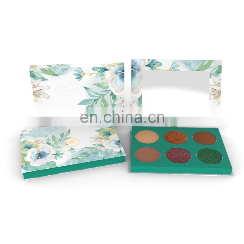 Handmade Empty Makeup Eye Shadow Packaging Pallet Cardboard 6 Pans Eyeshadow Palette Custom Printed Quad