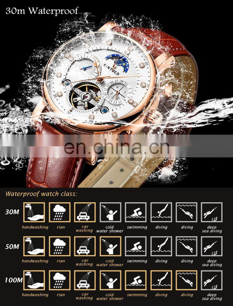 KINYUED J025 Men's Mechanical Watch Leather Belt Automatic Calendar Auto Date Luxury Men Watches