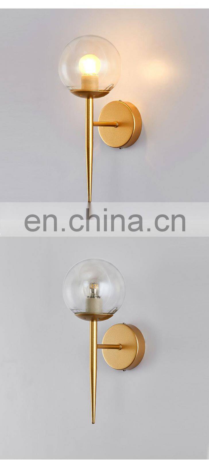 White Glass Ball Wall Lamp Modern Wall Mounted Light Antique Brass Wall Sconce Lighting for or Living Room Bathroom Bedroom Hall