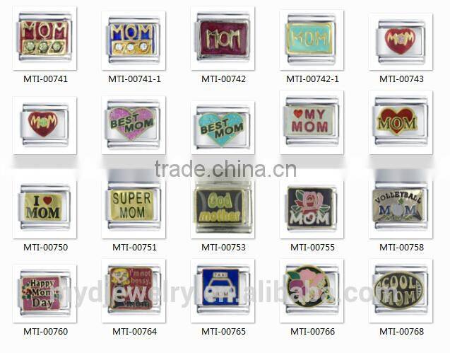 Mother's Day Mom and flower italian charms in 304 stainless steel bracelet