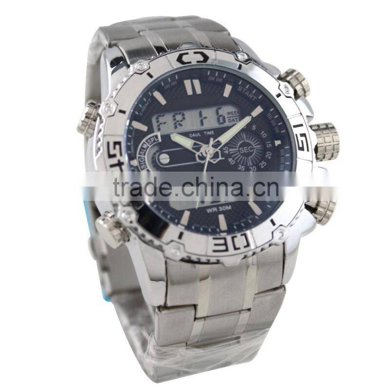 LP7630 Wholesale classic all stainless steel dual time luxury watch
