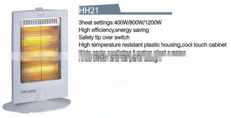 3heating 1200W CE/GS/ROHS safety tip over swtich wide angle oscillating function electric heater halogen heater for home