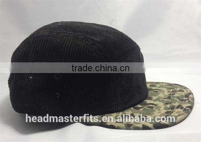 custom 5 panels blank corduroy snapback hat nylon plastic button corduroy snapback cap