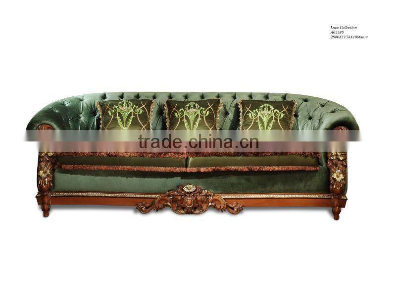 Classic solid wood sectional sofa antique European style carving sofa