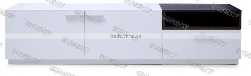 container home modern wood high glossy white tv stand 1433F