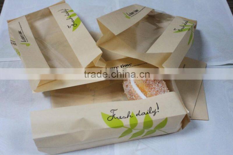 brown colour cheap Custom food grade bread packaging paper bags