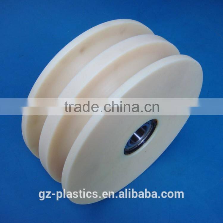 China low price high speed pu pulley sheave rollor v groove plastic pulley wheel bearing