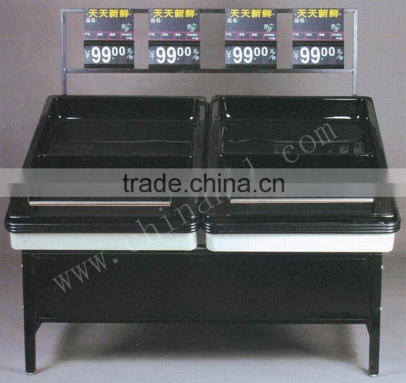 Double Layers Metal Board PVC Grid Vegetable Rack, Vegetable and Fruits Display Rack, Steel Fruit Vegetable Display Rack