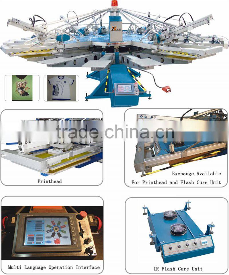 Automatic Garment/T-shirt/Fabric/Textile/Clothes/jute bag/Non-woven Rotary Silk Screen Printing Machine for sale
