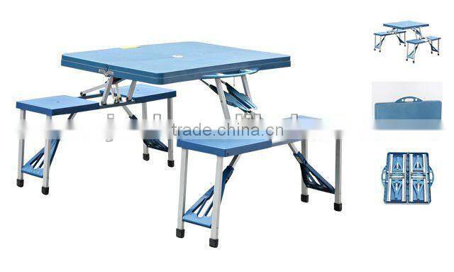 Outdoor folding ABS plastic picnic table--blue