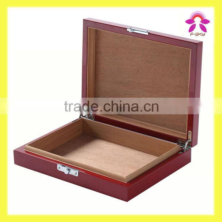 Noble Exquisite Wooden Luxury Fabric Cigar Humidor Gift Boxes with Glass Lid Cabinet Hygroscope Storage Glasstop Tobacco Box